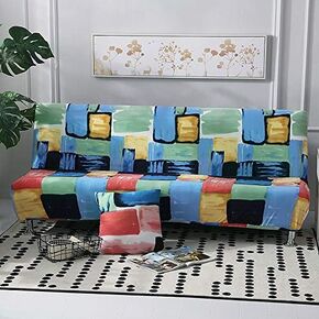 Magik Futon Slipcover Armless Sofa Cover Stretch Sofa Bed Slipcover Protector Elastic (Abstract Cubes)