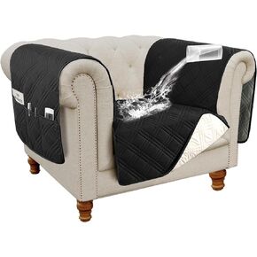 H.VERSAILTEX 100% Waterproof Couch Covers for Dogs Traditional Chesterfield Sofa Slipcovers with Extra Long Armrest Cover Thick Soft Couch Protector from Cat Claws(Sofa, Terracotta/Beige)