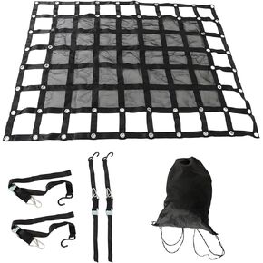 Heavy Duty Cargo Net, Adjustable Trailer Cargo Net, Cargo Net with S-Hook Fittings, Truck Bed Net, Black (4.75FT x 6FT)