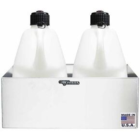 Pit Posse 430 Utility Fuel Jug Holder Rack - Fits 2 5 Gallon Jugs -Made in USA- Aluminum Storage Organizer - Use at Your Shop/Garage/Enclosed Race Trailer - Anti Rust