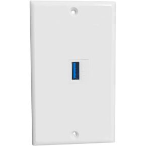 Halokny USB 3.0 Wall Plate, 1 Port USB 3.0 Keystone Jack, USB 3.0 Female to Female Keystone Coupler for Charging and Data Transfer, White
