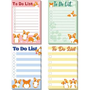 4 Pieces Corgi to Do List Sticky Notes Cute Welsh Notepad Note Funny Kawaii Corgi Butt Humor Notebook to Do List Notepad Sticky Notes with Lines for Classroom Home Office Supplies, 50 Sheets/Pad