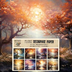 Decoupage Paper Pack (24 Sheets 6"x6") Delicate Japanese Nature # Vintage Styled Pattern Paper for Decoupage, Craft and Scrapbooking