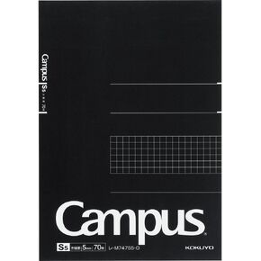 KOKUYO Campus Notepad, Business Type, Grid 5mm Ruled, A5, 70 Sheets, Black Cover, Japan Import (RE-M747S5-D)