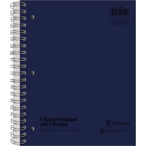 Earthwise by Oxford Recycled 5-Subject Notebook, 8-1/2" x 11", College Rule, 3-Hole Punched, 240 Sheets (25-159R)