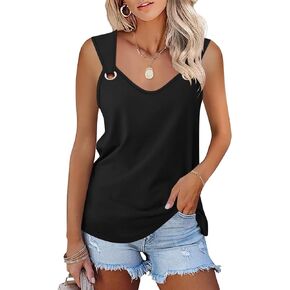 Women's V Neck Tank Top Casual Sleeveless Shirts Cute Summer Tees