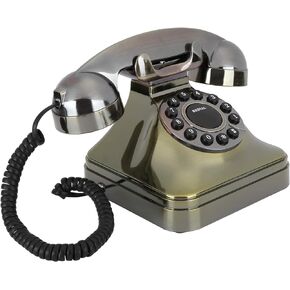 Antique Telephone Home Decor, Vintage Landline Corded Telephone Classic Retro Phone Bronze High Definition Call Large Button Telephones with US/UK Wiring