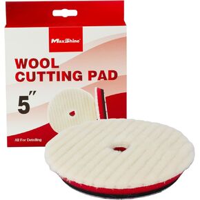 Maxshine 5" Universal Wool Buffing & Polishing Pad for Cutting | 100% Natural Wool with Hook & Loop Backing | DA Polisher Compatible | Professional Pad for Heavy Defect Removal & Paint Correction in Kuwait