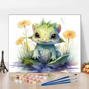 Dragon Paint by Numbers Kit for Adults Canvas Flowers Watercolor Paint by Number Kits Oil Painting Art Crafts for Wall Decoration Flameless Acrylic Painting Kits 16x20 Inch Without Frame