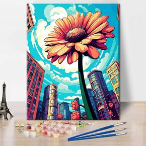 Dragon Paint by Numbers Kit for Adults Canvas Flowers Watercolor Paint by Number Kits Oil Painting Art Crafts for Wall Decoration Flameless Acrylic Painting Kits 16x20 Inch Without Frame