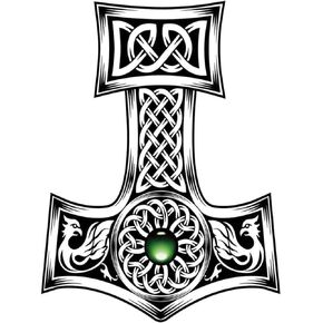 MOER SKY White 5D Diamond Painting Kits, Hammer of Thor Medieval Viking Symbol Painting Arts Craft Canvas Full Drill Cross Stitch, 12x16 Inch