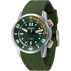 BERNY Men's Watch 20ATM Diving Watch Automatic Movement Wristwatch HV600 Hardness Sapphire Glass Comfortable Silicone Watch Band Super Luminous Male Watches