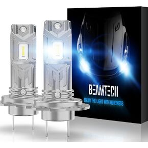 BEAMTECH H11 LED Bulbs, H9 H8 Light Bulb 8000LM 40W Fanless 6500K Xenon White Plug and Play Extremely Bright Halogen Replacement Front Lights/Fog Light of 2.