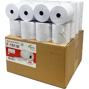 (4 Rolls) 3" x 150' 1 Ply Bond (Non –Thermal Kitchen Printer Paper) POS Receipt Cash Register For Star SP700 SRP275 SMP200 TMU200 MP500 NCR 2174 XR200 IMPACT Printers Requires Ribbons ERC30/34/38