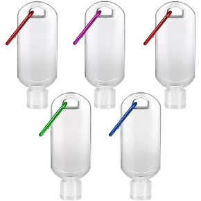 Refillable Travel Bottles Containers with-Clip - XMWangzi, with Filp or Nozzle, Empty Plastic Bottles, Filled with Cosmetic Oil Hand Sanitizer, Suitable for Home Office Outdoor (5 PCs)