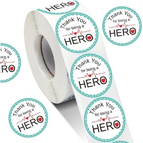wootile Healthcare Workers Thank You Stickers Heroes Thank You Labels 2 Inch-500 Pcs for Being A Hero Doctor/Nurse Workers Appreciation Themed Gratitude Sticker Doctors Cards, Envelopes and Gift Bags in Saudi Arabia