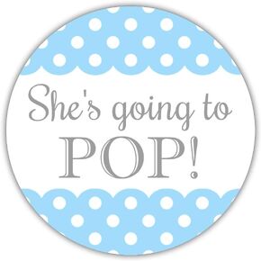40 Ready to pop Stickers Blue, 2 inches - Going to pop Labels - Baby Shower Popcorn Favors (Sky Blue)
