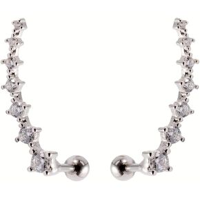 Elegant 7 Crystals Cartilage Ear Cuffs for Women Teen Girls Dainty Cubic Zirconia Earrings 16G 1.2mm Stainless Steel Barbell Piercing Screw Back Crawler Climbers Wrap Piercing Ear Jackets for Her
