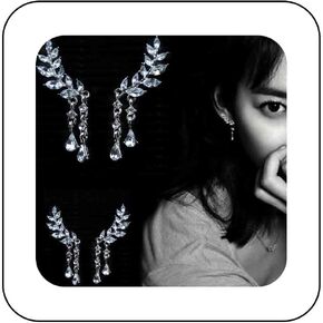 Crystal Ear Climber Earrings CZ Leaf Crawler Earrings Shiny Cubic Zirconia Dangle Earrings Wedding Bridal Jewelry for Women Girls