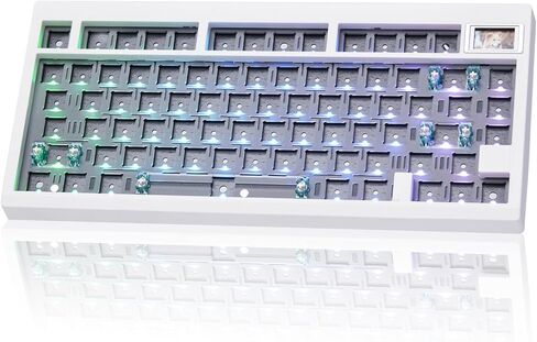 GMK81 مجموعة لوحة مفاتيح ميكانيكية بيضاء قابلة للتبديل الساخن بلوتوث 5.0/2.4G/Type-C لوحة مفاتيح RGB مخصصة مع لوحة مفاتيح لتخميد الصوت عبر لوحة مفاتيح قابلة للبرمجة لنظام التشغيل Windows macos iOS in Kuwait