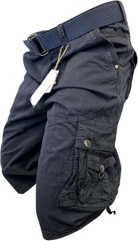 Flash Apparel Mens Cargo Shorts 100% Cotton Relaxed Fit Cargo Short with Belt Small Sizes Big and Tall Sizes in Saudi Arabia