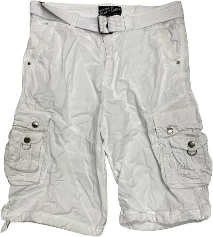 Flash Apparel Mens Cargo Shorts 100% Cotton Relaxed Fit Cargo Short with Belt Small Sizes Big and Tall Sizes in Saudi Arabia