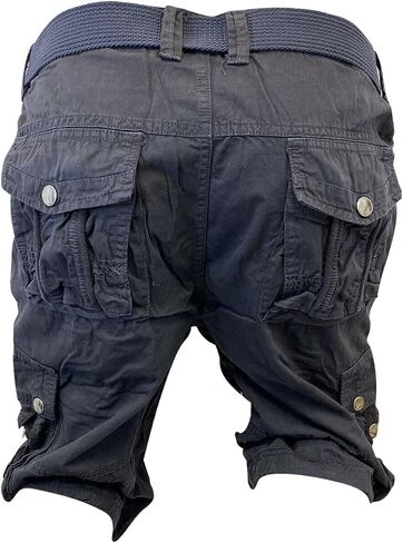 Flash Apparel Mens Cargo Shorts 100% Cotton Relaxed Fit Cargo Short with Belt Small Sizes Big and Tall Sizes in Saudi Arabia