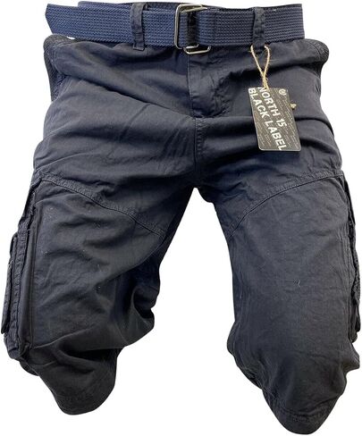 Flash Apparel Mens Cargo Shorts 100% Cotton Relaxed Fit Cargo Short with Belt Small Sizes Big and Tall Sizes in Saudi Arabia