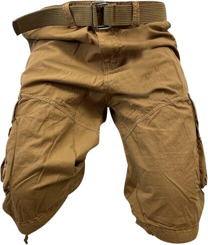 Flash Apparel Mens Cargo Shorts 100% Cotton Relaxed Fit Cargo Short with Belt Small Sizes Big and Tall Sizes in Saudi Arabia