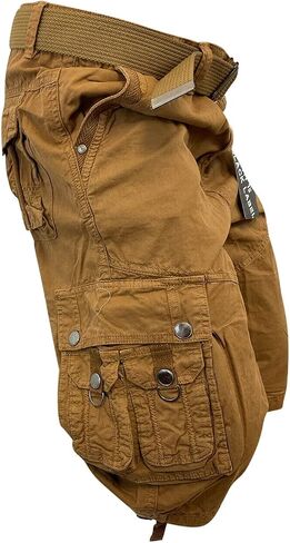 Flash Apparel Mens Cargo Shorts 100% Cotton Relaxed Fit Cargo Short with Belt Small Sizes Big and Tall Sizes in Saudi Arabia