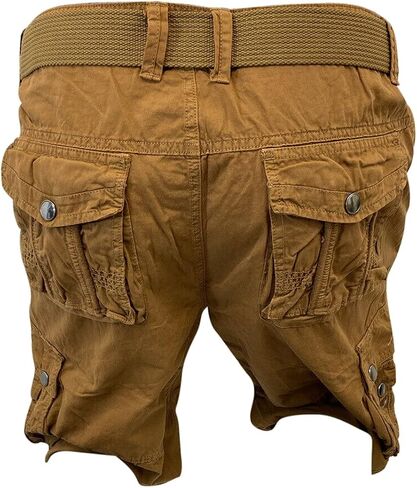 Flash Apparel Mens Cargo Shorts 100% Cotton Relaxed Fit Cargo Short with Belt Small Sizes Big and Tall Sizes in Saudi Arabia