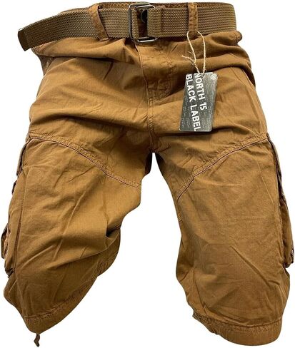 Flash Apparel Mens Cargo Shorts 100% Cotton Relaxed Fit Cargo Short with Belt Small Sizes Big and Tall Sizes in Saudi Arabia