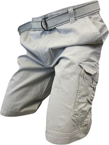 Flash Apparel Mens Cargo Shorts 100% Cotton Relaxed Fit Cargo Short with Belt Small Sizes Big and Tall Sizes in Saudi Arabia
