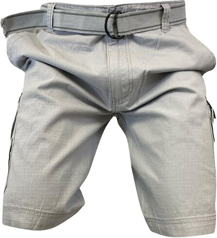 Flash Apparel Mens Cargo Shorts 100% Cotton Relaxed Fit Cargo Short with Belt Small Sizes Big and Tall Sizes in Saudi Arabia