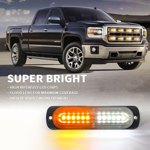 8PCS LED Emergency Strobe Lights Kits with Controller and Wiring Harness, Sync Feature, Hazard Warning Grille Lights for Car Truck Van Off Road Vehicles (12V-24V, Amber/White) in Saudi Arabia