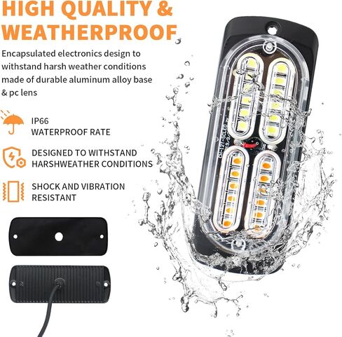 8PCS LED Emergency Strobe Lights Kits with Controller and Wiring Harness, Sync Feature, Hazard Warning Grille Lights for Car Truck Van Off Road Vehicles (12V-24V, Amber/White) in Saudi Arabia
