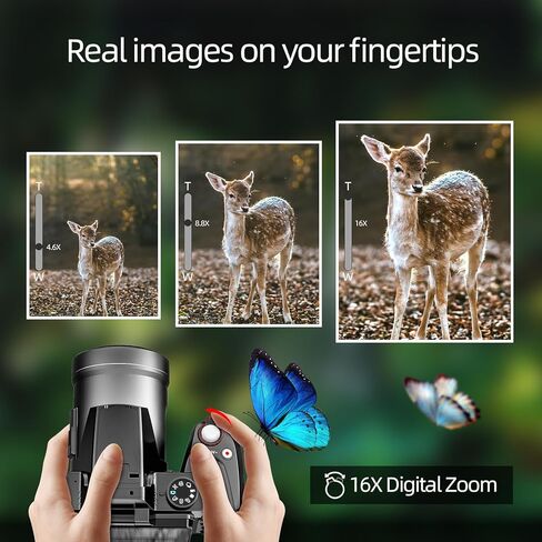 كاميرا رقمية بدقة 64 ميجابكسل للتصوير الفوتوغرافي، وكاميرا تسجيل فيديو بدقة 4K لليوتيوب مع شاشة قلاب مقاس 3 بوصات، وتكبير رقمي 16X، وواي فاي وتركيز تلقائي، وبطاريتين، وبطاقة TF سعة 32 جيجابايت (S200) in Kuwait
