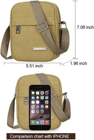 Canvas Satchel Bag Mini Crossbody Bag Leisure Travel Single Shoulder Bag Can Put Cell Phone Earphone Handset in Saudi Arabia