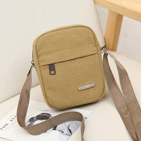 Canvas Satchel Bag Mini Crossbody Bag Leisure Travel Single Shoulder Bag Can Put Cell Phone Earphone Handset in Saudi Arabia