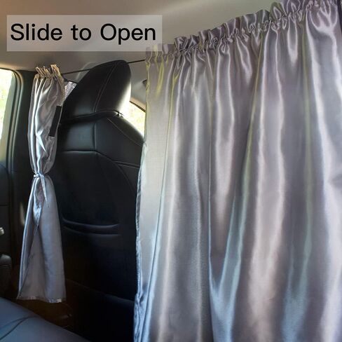ستائر Ovege مقسمة للسيارة، ظل الشمس، الخصوصية، السفر، القيلولة الليلية، التخييم في السيارة، ستارة بسيطة قابلة للفصل (فضي) in Kuwait
