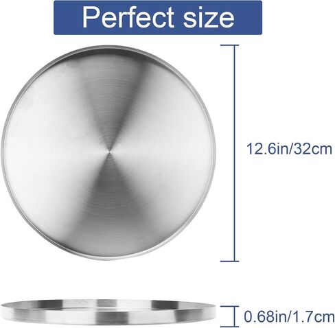 Large Round Stainless Steel Tray,Diameter 12.6"Silver Decorative Trays,Serving Tray,Jewelry and Cosmetic Storage Tray in Saudi Arabia