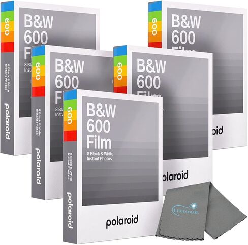 Polaroid Black & White Instant Film, Works with Polaroid 600 and i-Type Cameras, 8 Photos, Bundle with a Lumintrail Cleaning Cloth in Saudi Arabia