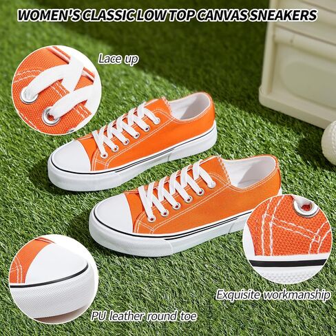 Adokoo Canvas Tennis Shoes for Women Low Top Casual White Black Sneakers for Women Lace Up Fashion Comfortable Walking Shoes in Saudi Arabia