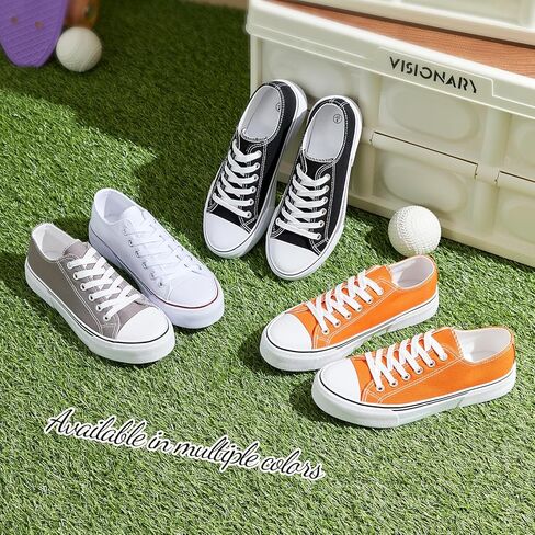 Adokoo Canvas Tennis Shoes for Women Low Top Casual White Black Sneakers for Women Lace Up Fashion Comfortable Walking Shoes in Saudi Arabia