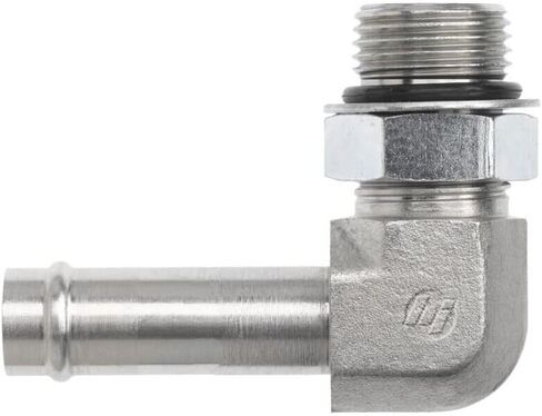 Brennan Industries 4601-08-08-NWO-FG Forged Steel 90 Degree Elbow Adapter, Nut Washer O-Ring, 3/4"-16 AORB Thread, 1/2" Hose Barb x 3/4"-16 Male Adjustable O-Ring Boss, 0.750" Flats in Saudi Arabia
