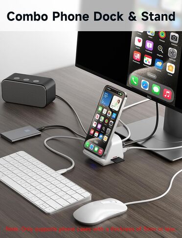 حامل محطة إرساء USB-C من JSAUX لجهاز Samsung Dex، محور متعدد المنافذ 5 في 1 مع حامل هاتف، 4K HDMI، USB 3.0 5 جيجابت في الثانية 60 وات PD متوافق مع Samsung S24/23، Pixel 8/8 Pro، جهاز iPhone 15 Series Type-C in Kuwait