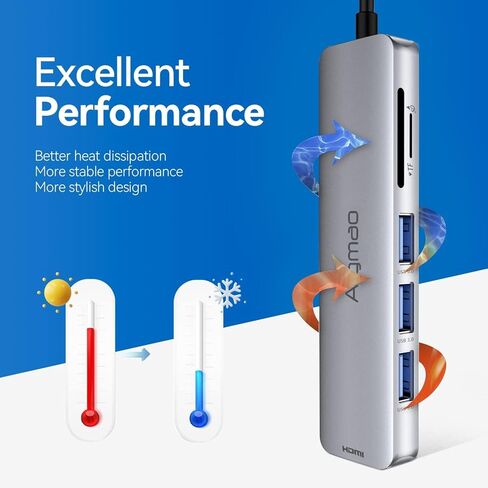 قاعدة توصيل USB C، قاعدة توصيل 6 في 1 مع HDMI 4K@30 هرتز، 3 منافذ USB 3.0، موزع USB C، قارئ بطاقة SD/TF، ​​دونجل محول متعدد المنافذ من النوع C متوافق مع MacBook Air Pro وأجهزة الكمبيوتر المحمول الأخرى من النوع C، رمادي in Kuwait