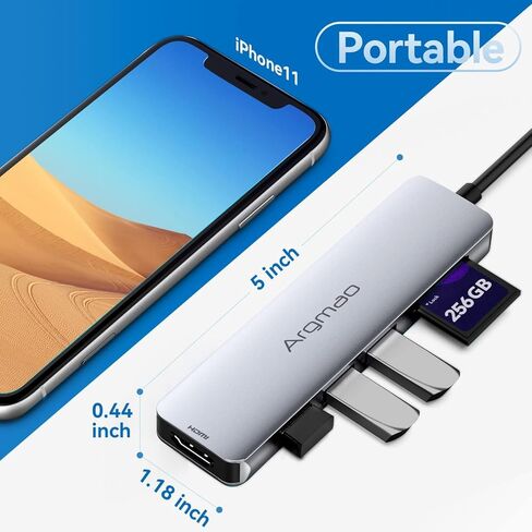 قاعدة توصيل USB C، قاعدة توصيل 6 في 1 مع HDMI 4K@30 هرتز، 3 منافذ USB 3.0، موزع USB C، قارئ بطاقة SD/TF، ​​دونجل محول متعدد المنافذ من النوع C متوافق مع MacBook Air Pro وأجهزة الكمبيوتر المحمول الأخرى من النوع C، رمادي in Kuwait
