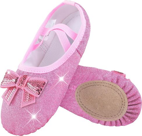 WYHDY Ballet Shoes Split-Sole Glitter Flats Dance Shoes for Girls Toddler/Kid（WX55-08-22 in Kuwait