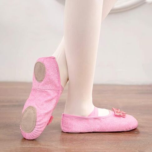 WYHDY Ballet Shoes Split-Sole Glitter Flats Dance Shoes for Girls Toddler/Kid（WX55-08-22 in Kuwait